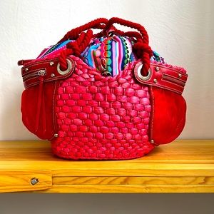 Francesco Biasia straw/leather/mesh cruiser ❣️🛳️🌴☀️🍹